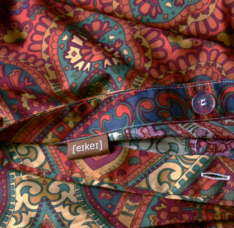 Eikei Boho Paisley Print Luxury Duvet Quilt Cover and Shams 3pc Bedding Set Bohemian Damask Medallion 350TC Egyptian Cotton Sateen (Queen) - Image 2